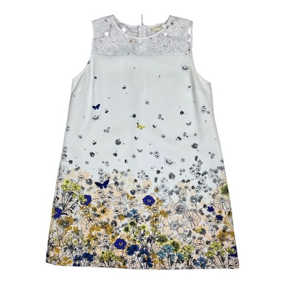 Maison Jules White Floral Lace Neck Sheath Dress Women’s Sz XL Contemporary - Picture 1 of 6